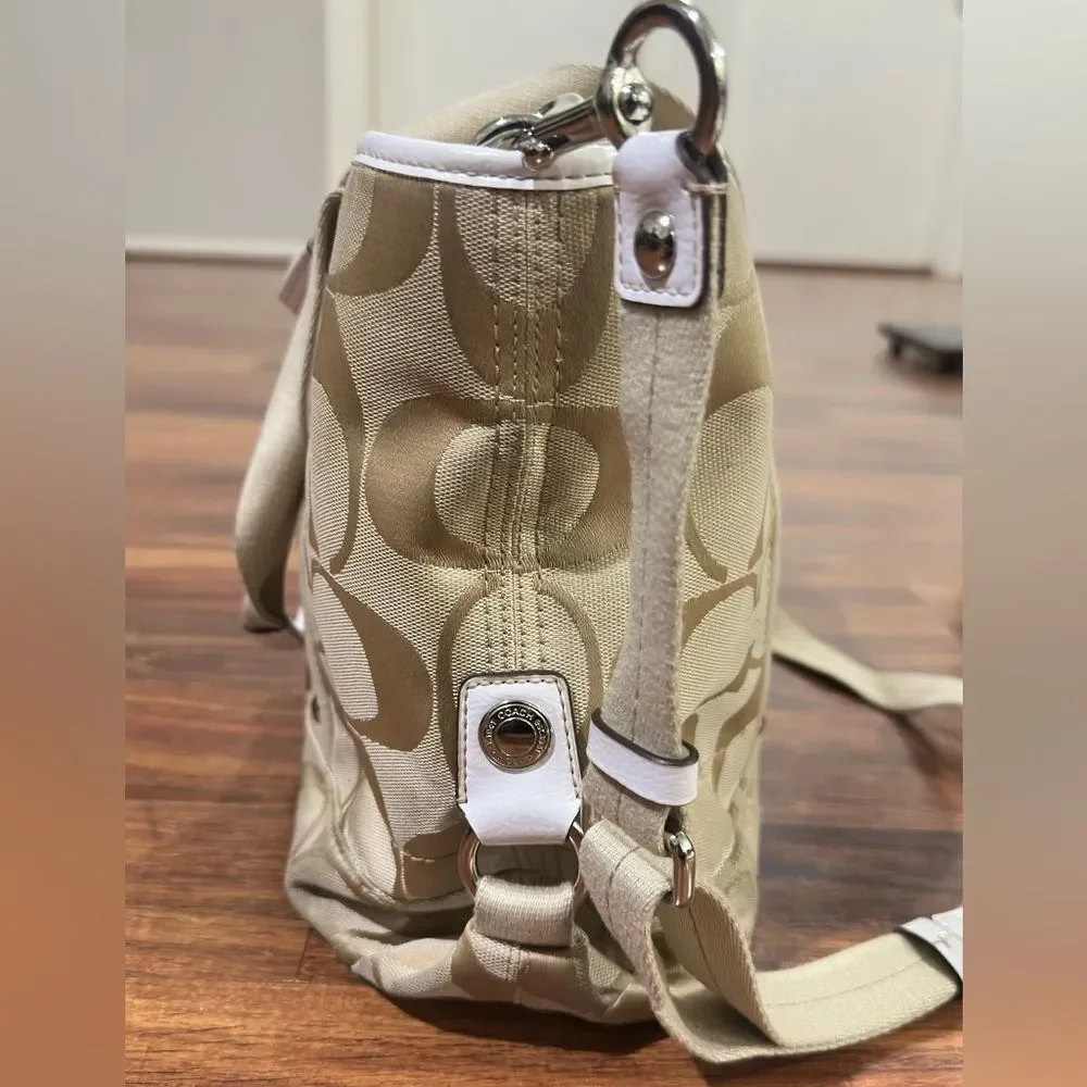 Coach Beige Signature Canvas Tote with Removable Strap